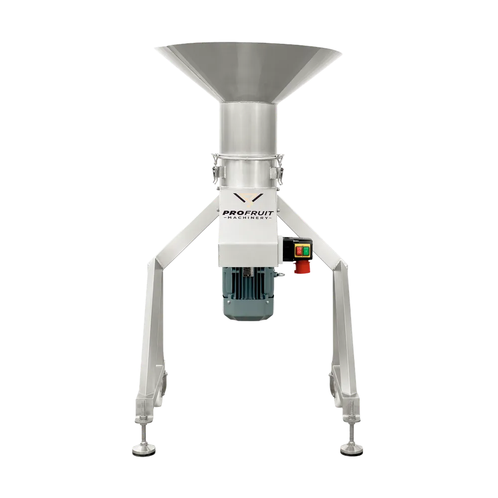 Fruktkrossen har en kraftfull motor monterad undertill som driver krossen