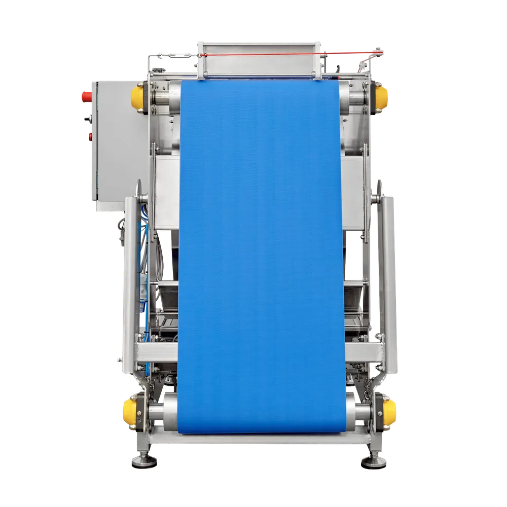 Maskin for fremstilling av juice som har et blått roterende belte som presser frukten