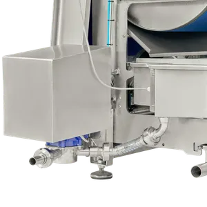 Hihnapuristimen alla oleva keräyslaatikko, johon on kiinnitetty pumppu