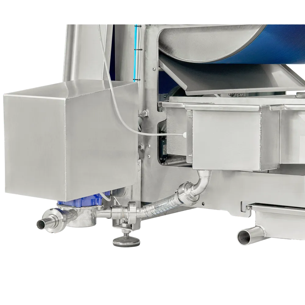 Uppsamlingslåda under bandpressen med pump tillkopplad