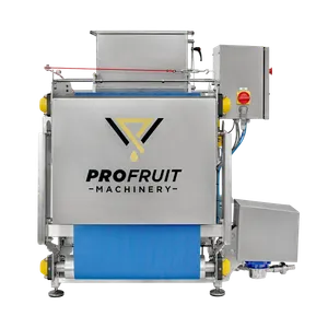 En stor bandpress i rostfritt stål med blå detaljer samt ställbara fötter