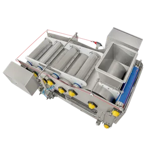 Bandpress Powerpress 1200 med vy uppifrån, matartratt sitter på maskinens ovansida
