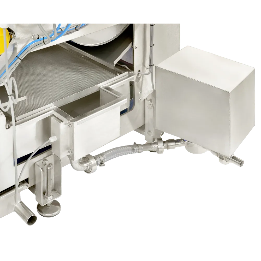 Uppsamlingslåda under bandpressen med pump tillkopplad