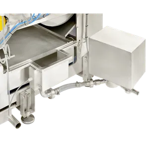 Uppsamlingslåda under bandpressen med pump tillkopplad