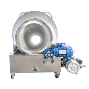 Rotationsfilter i rostfritt stål inloppssida med pump monterad på sidan samt elmotor för drivning av rotationsfilter