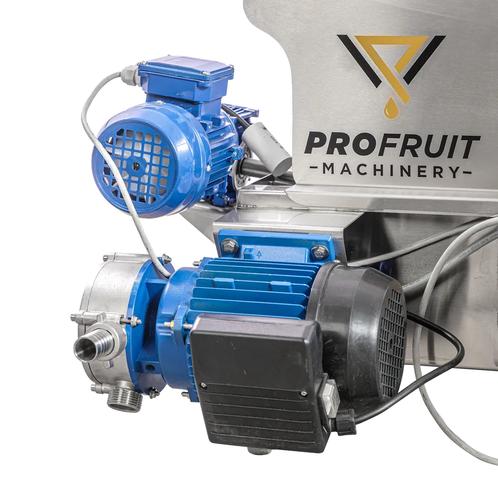 Blå motor till rotationsfilter i rostfritt stål