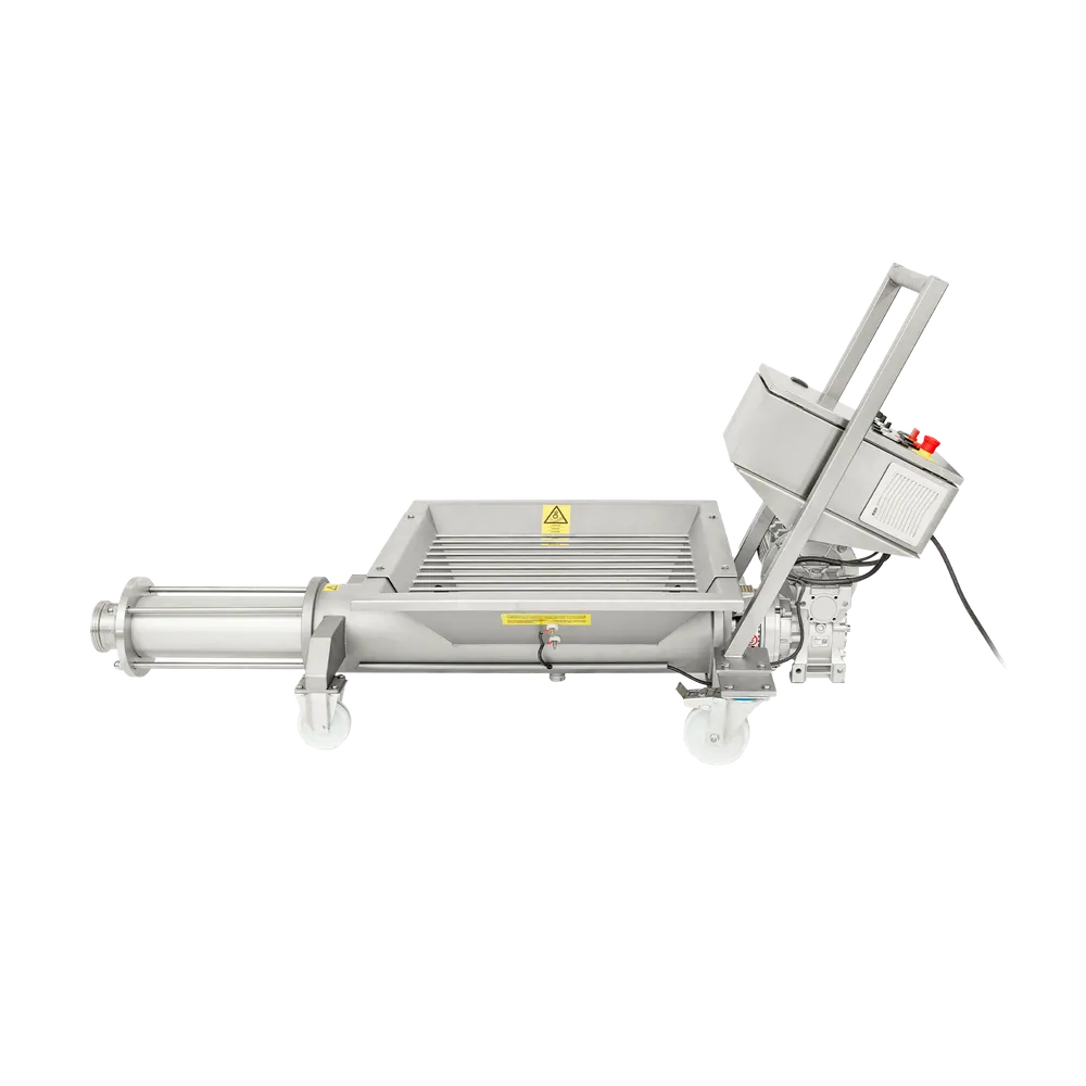 Kraftfull skruvpump för transport av fruktmassa och bärmassa, tillverkad i rostfritt stål