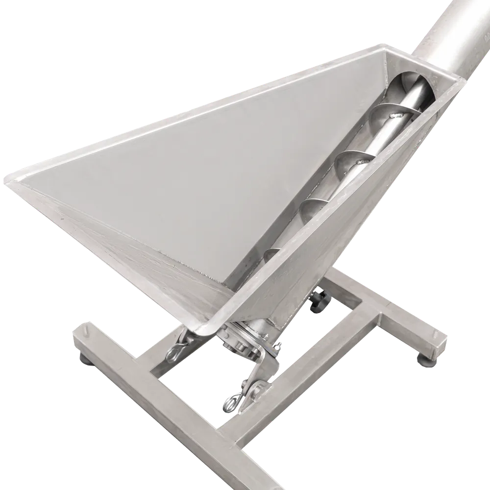 Trakt i rustfritt stål til skruetransportør for fruktmasse