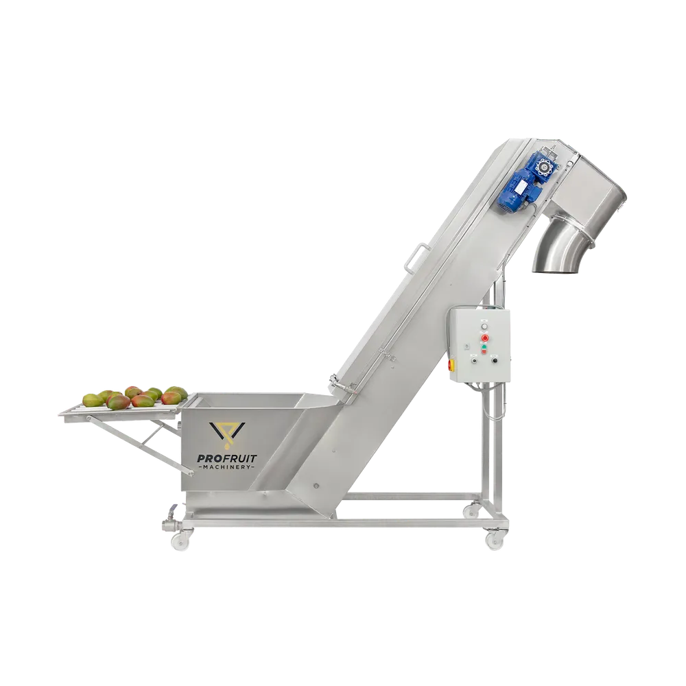 Bildet viser vasketransportøren sammen med bær- og fruktknuseren