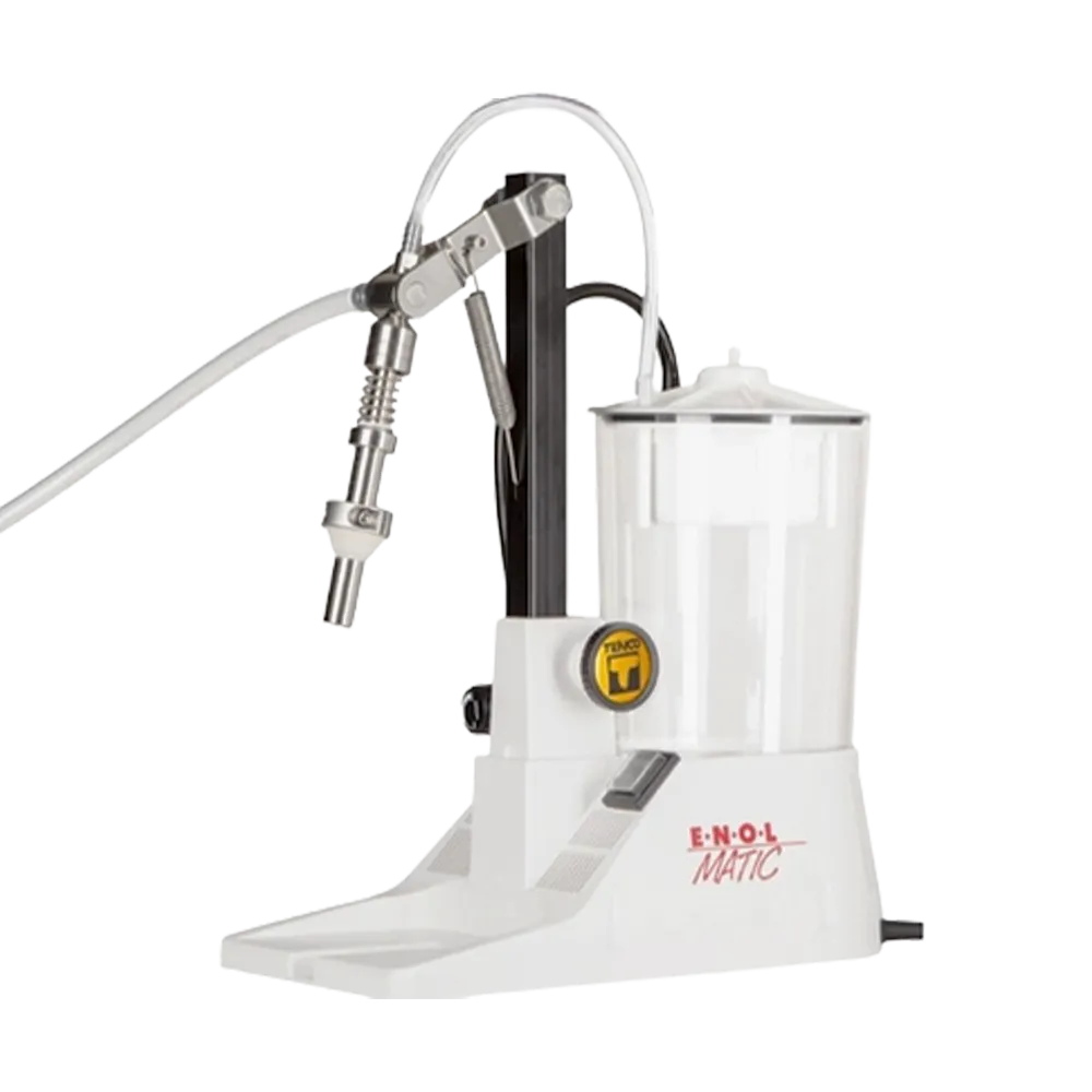 Oversiktsbilde av vakuumfylleren men et rustfritt påfyllingshode montert