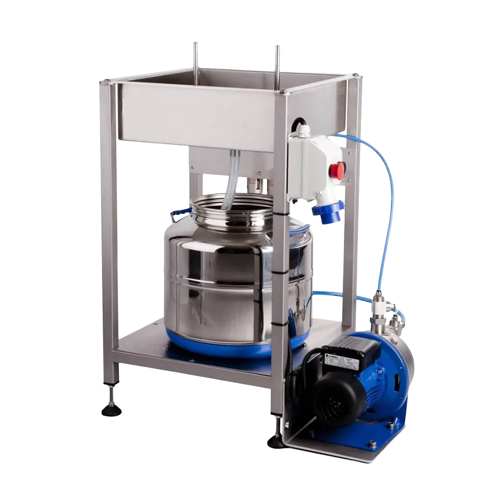 Puoliautomaattinen ruostumattomasta teräksestä valmistettu pullonhuuhtelu, jossa pumppu ja puskurisäiliö asennettuna