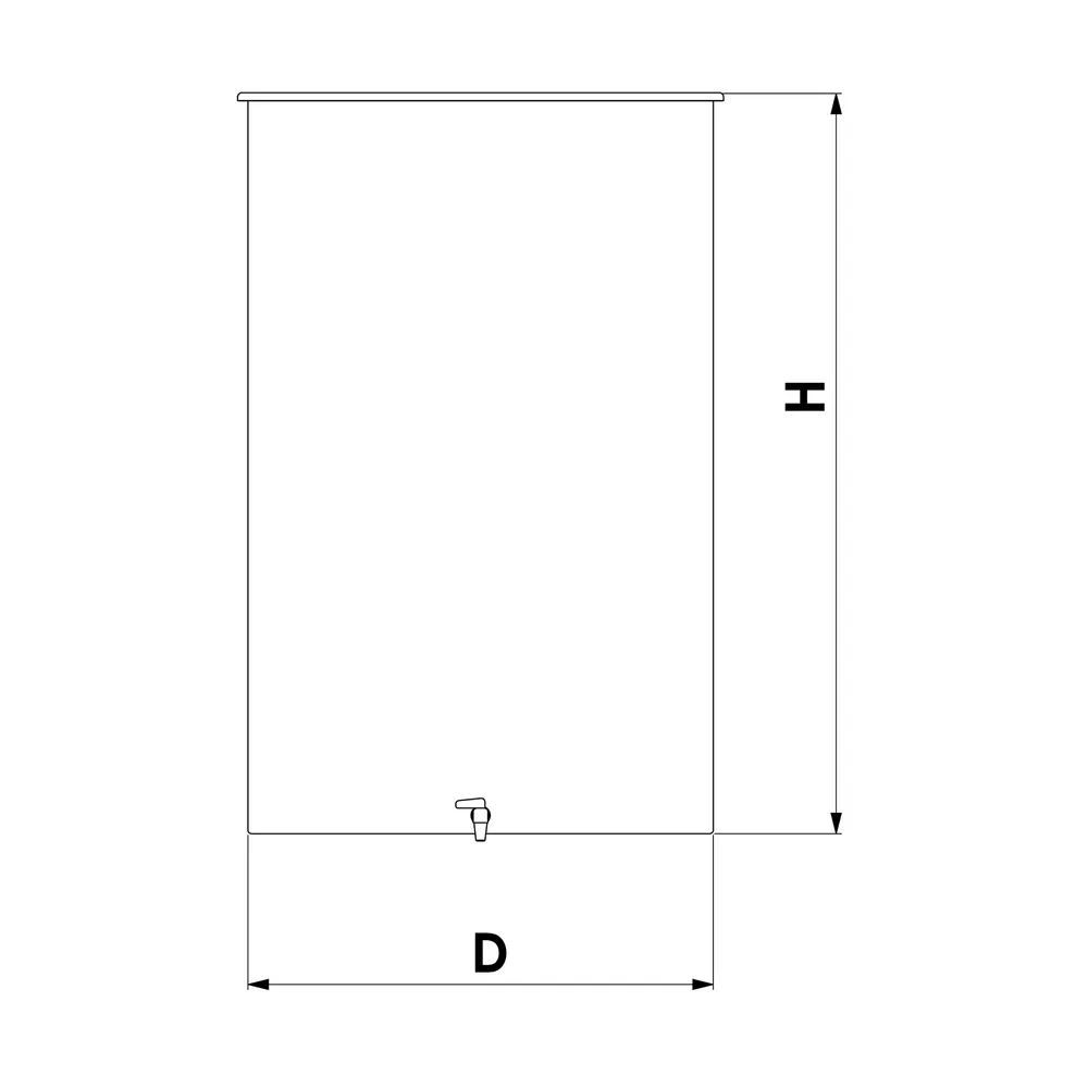 Schematisk bild på mått på rostfri ståltank