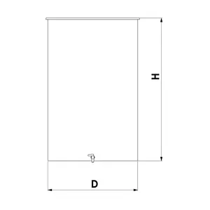 Schematisk bild på mått på rostfri ståltank