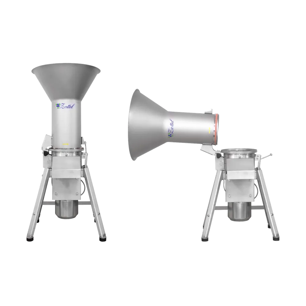 Frugtkværn MMS55 med tragt i åben og lukket position