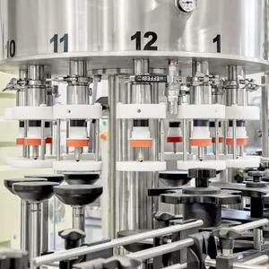 Automaattinen pullon täyttökone, lähikuva 12 täyttöasemasta