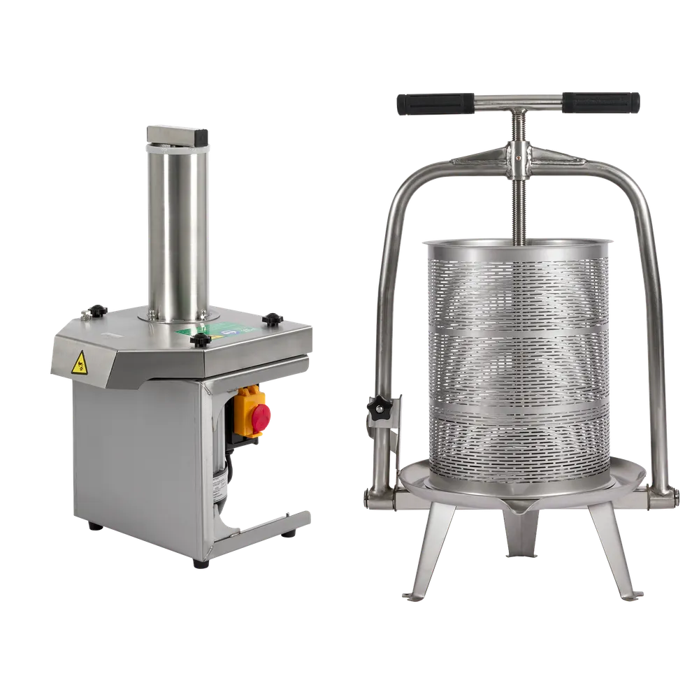 Elektrisk fruktkross och fruktpress i rostfritt stål, 20L. Paketerbjudande