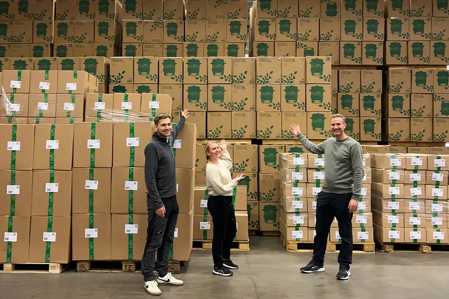 Teamet bakom Rååpress. Edvin till vänster, Frida i mitten och Per till höger