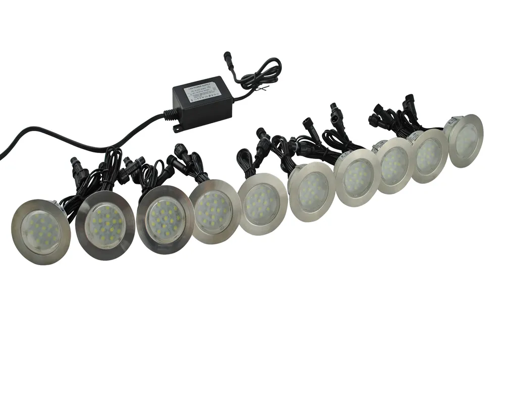 Decklights Takfot/Bryggor rostfrittstål/pvc 10-pack inkl 30W transformator