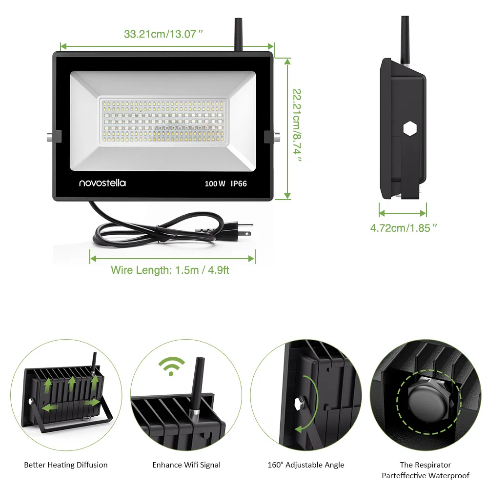 Strålkastare 100W RGBW Wi-Fi - 4