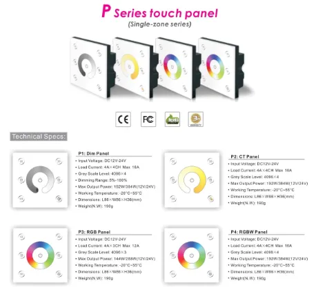 Touchpanel ljuslister RGBW