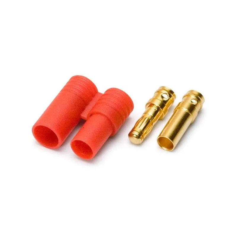 Guld kontakt 3,5mm med rött hus