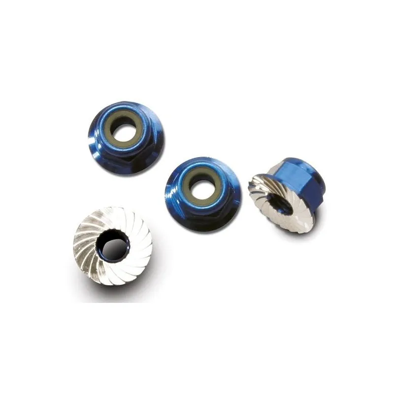 Låsmutter Fläns M4 Alu Blå (4)