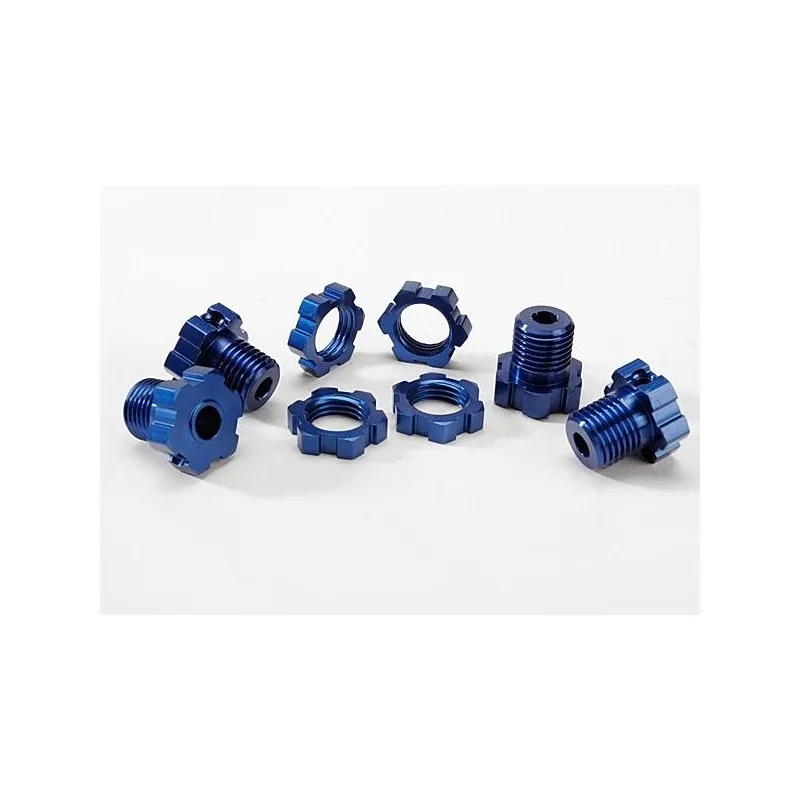 Hjulnav & Mutter 17mm Aluminium Blå (4)