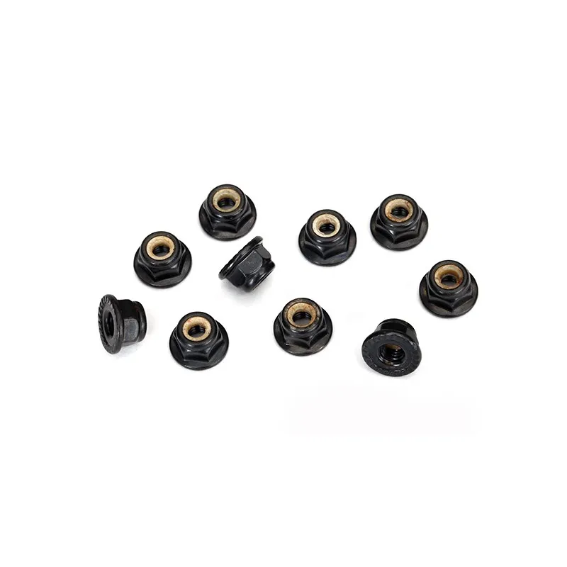 Låsmutter M4 Svart med fläns räfflad (10)