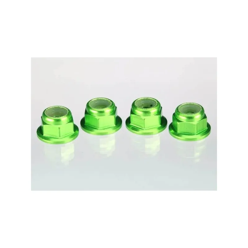 Låsmutter Fläns M4 Alu Grön (4)