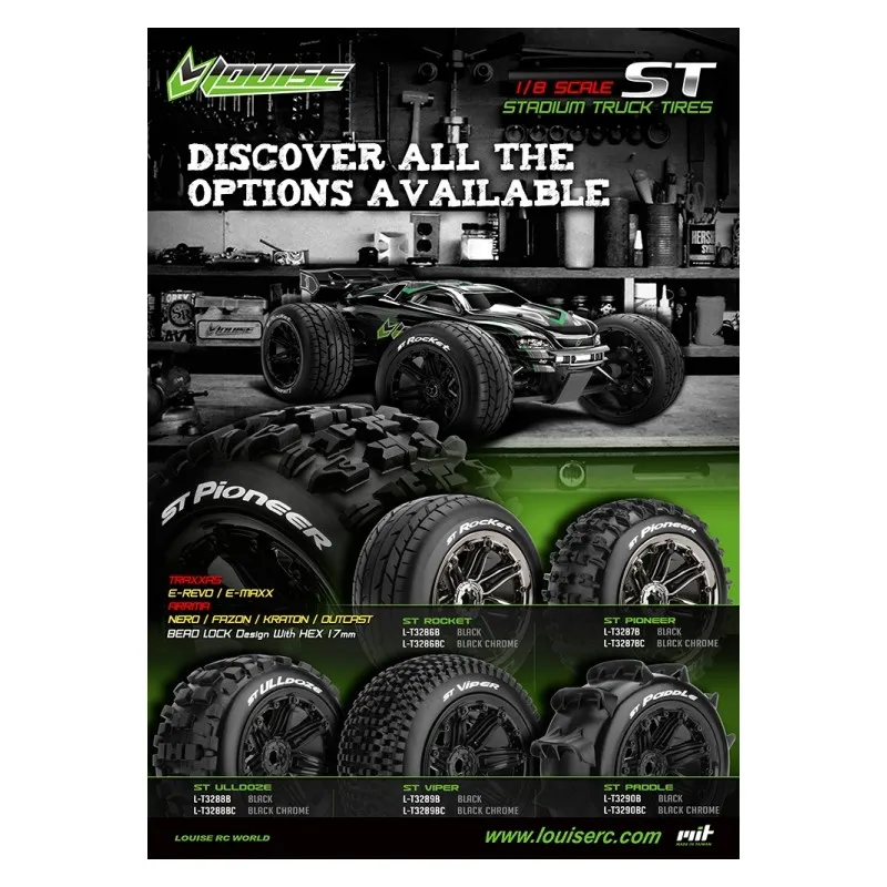 Däck & Fälg ST-PIONEER 1/8 Truck (Beadlock) Svart (2) - 2
