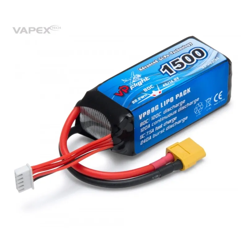 Li-Po Batteri 4S 14,8V 1500mAh 80C XT60-Kontakt