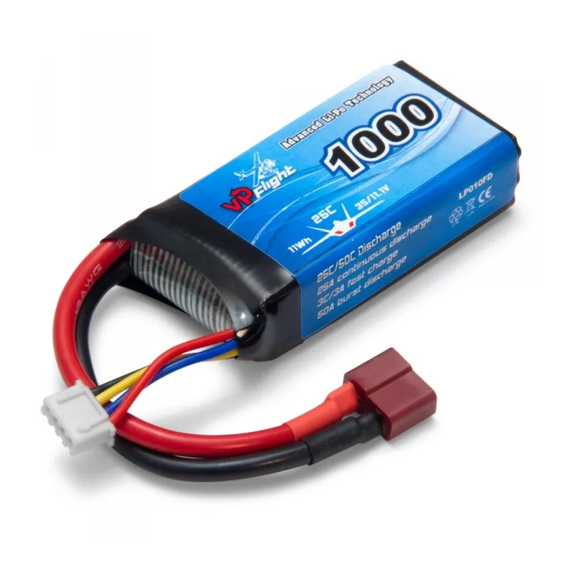 Li-Po Batteri 3S 11,1V 1000mAh 25C T-Kontakt