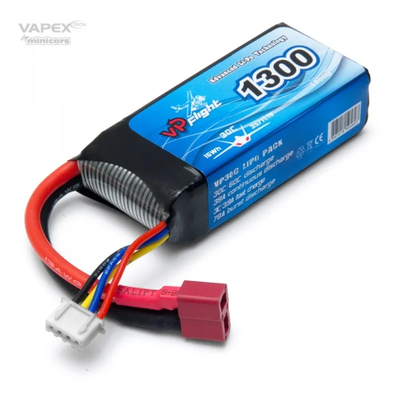 Li-Po Batteri 3S 11,1V 1300mAh 30C T-Kontakt