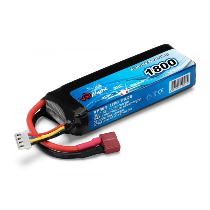 Li-Po Batteri 3S 11,1V 1800mAh 30C T-Kontakt