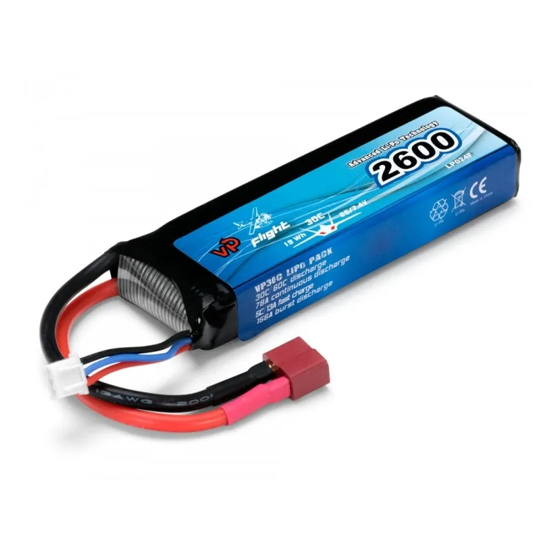 Li-Po Batteri 2S 7,4V 2600mAh 30C T-Kontakt