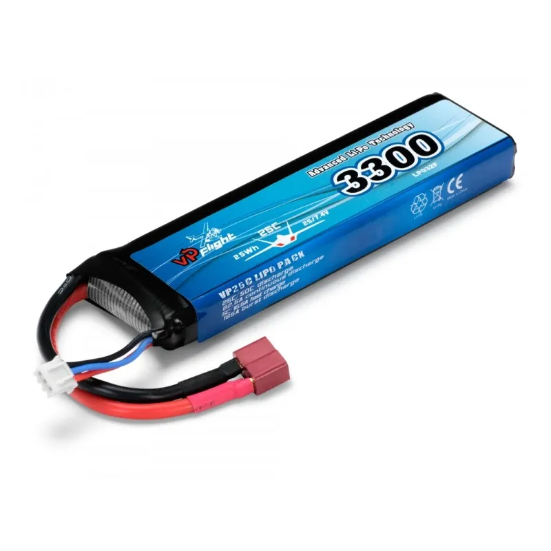 Li-Po Batteri 2S 7,4V 3300mAh 25C T-Kontakt