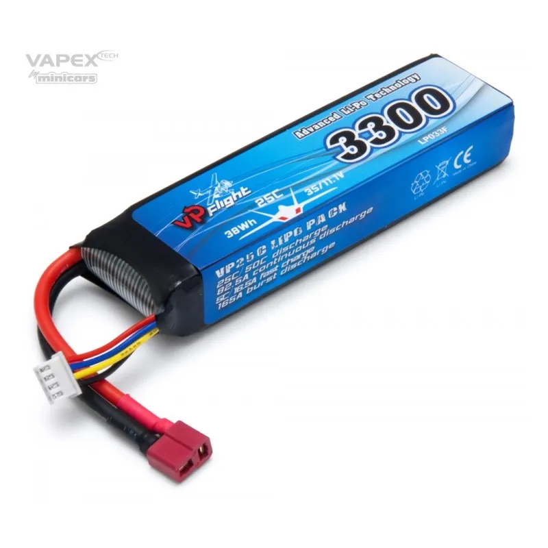 Li-Po Batteri 3S 11,1V 3300mAh 25C T-kontakt