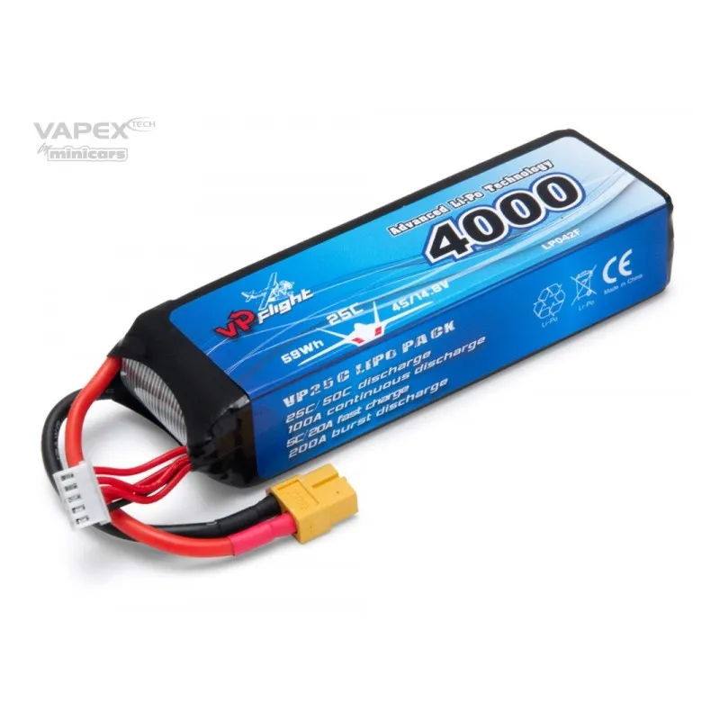 Li-Po Batteri 4S 14,8V 4000mAh 25C XT60-Kontakt