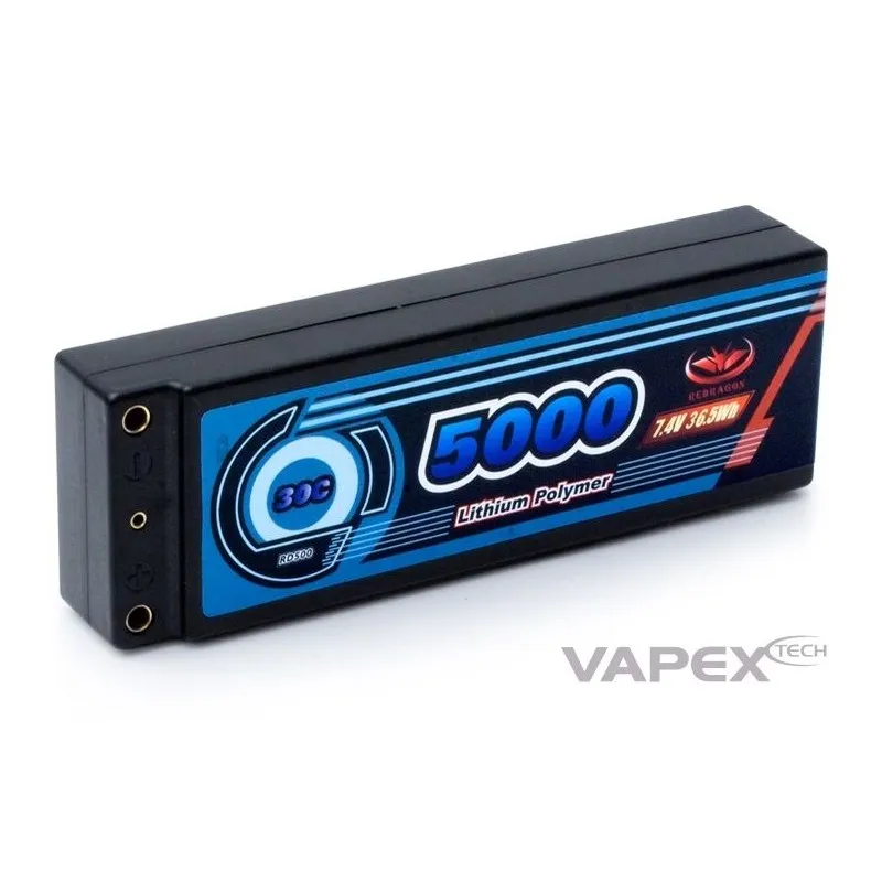 Li-Po Batteri 2S 7,4V 5000mAh 30C Hard T-kontakt - 2