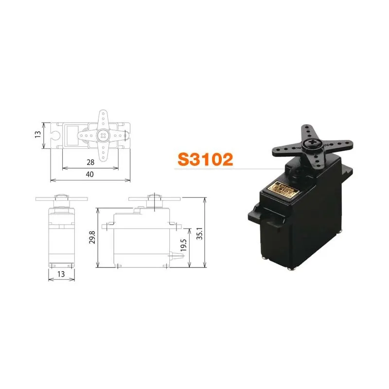 S3102 Mikro Servo 4.6kg 0.20s (analog) - 2