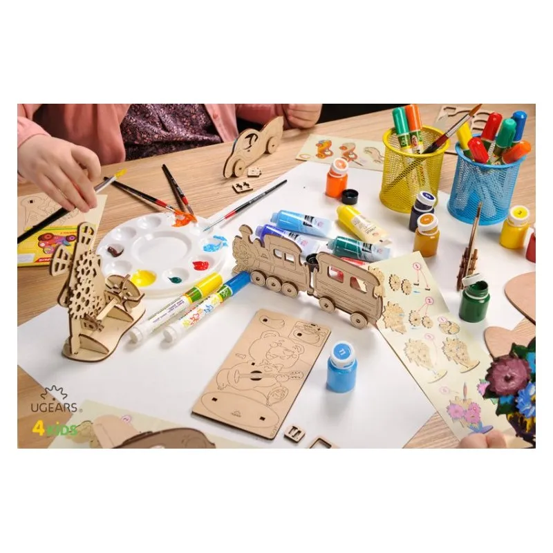 Ugears Lok med Vagn - 4Kids - 3