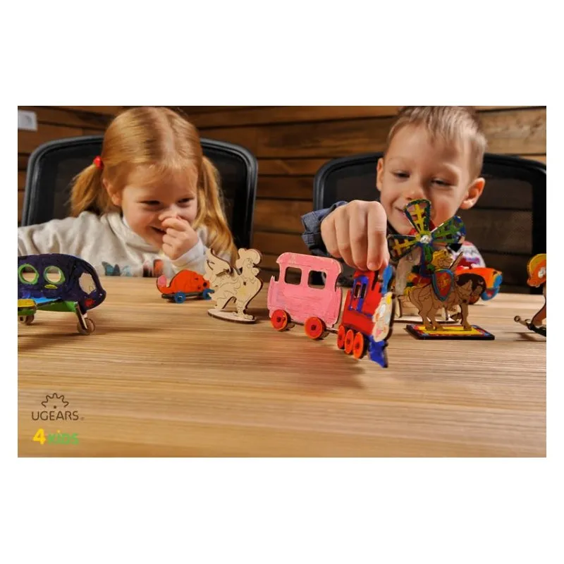 Ugears Lok med Vagn - 4Kids - 7