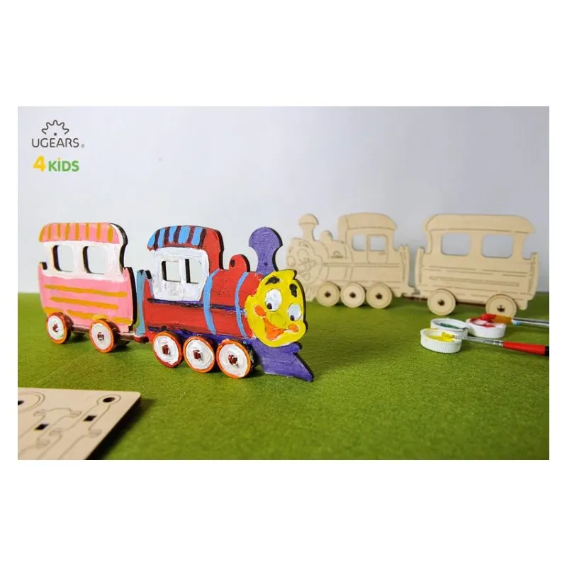 Ugears Lok med Vagn - 4Kids - 10