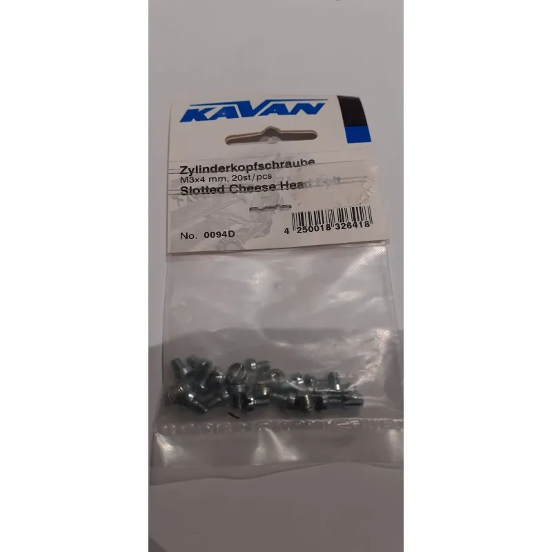 Skruv med spårskruvs huvud M3x4mm 20st/pcs