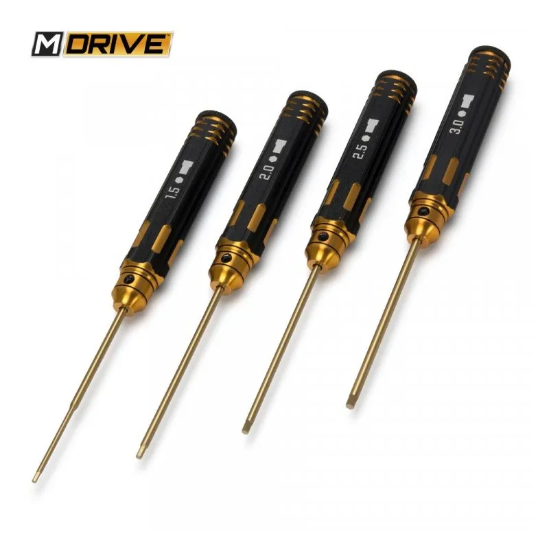 Pro TiN Insexnyckel Rak Set - 1.5, 2, 2.5 & 3mm