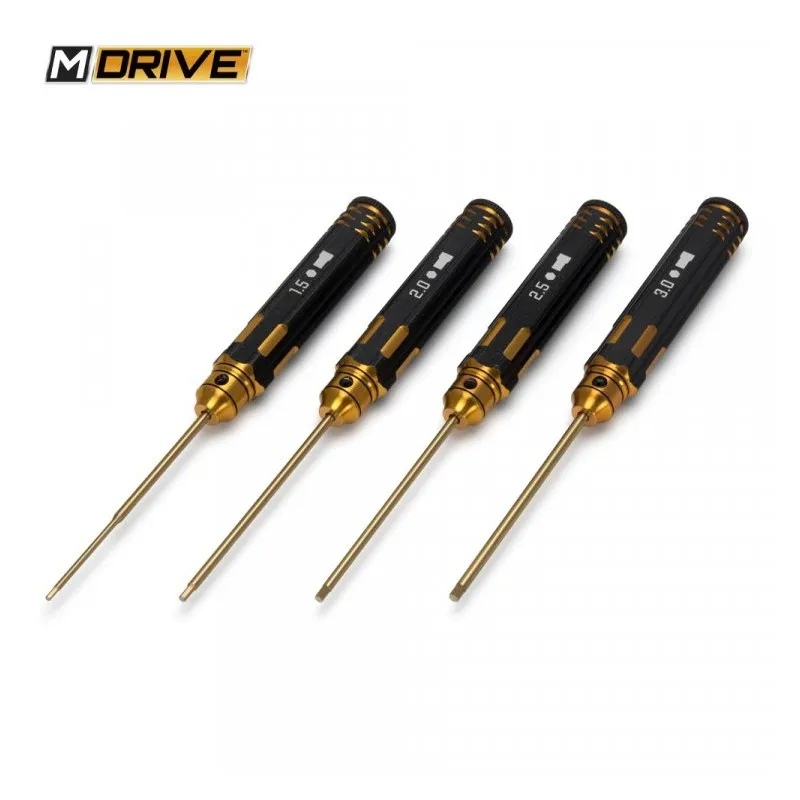 Pro TiN Insexnyckel Rak Set - 1.5, 2, 2.5 & 3mm - 2