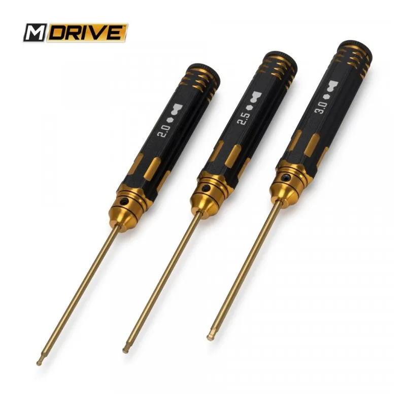 Pro TiN Insexnyckel med Kula Set - 2, 2.5 & 3mm