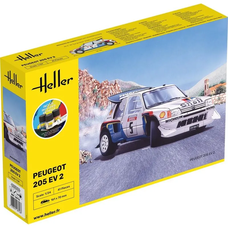 1/24 Peugeot 205 EV 2 COMPLETE w. Glue, Paint, Brush