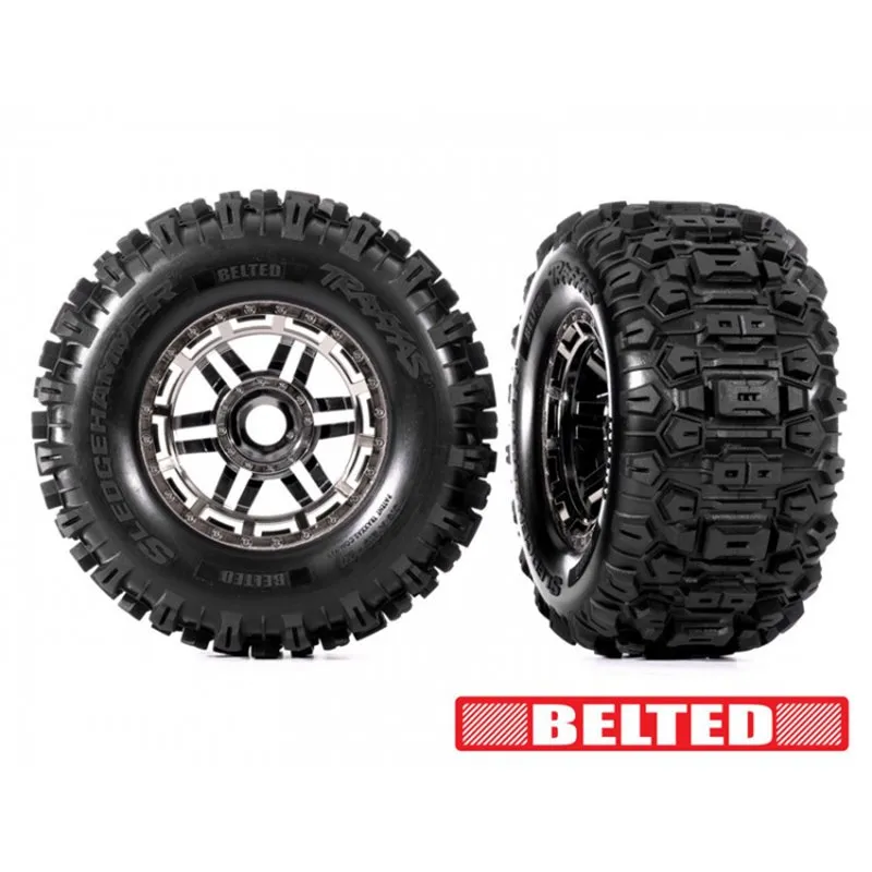 Däck & Fälg Sledgehammer Förstärkta / MAXX 17mm Svart Krom 2.8/3.6'' TSM (2)