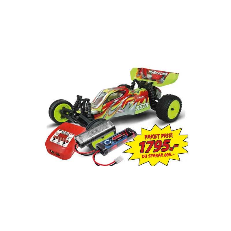 XSTR V6 1/10 Buggy 2WD RTR inkl ack & laddare + Kör mer! Paket